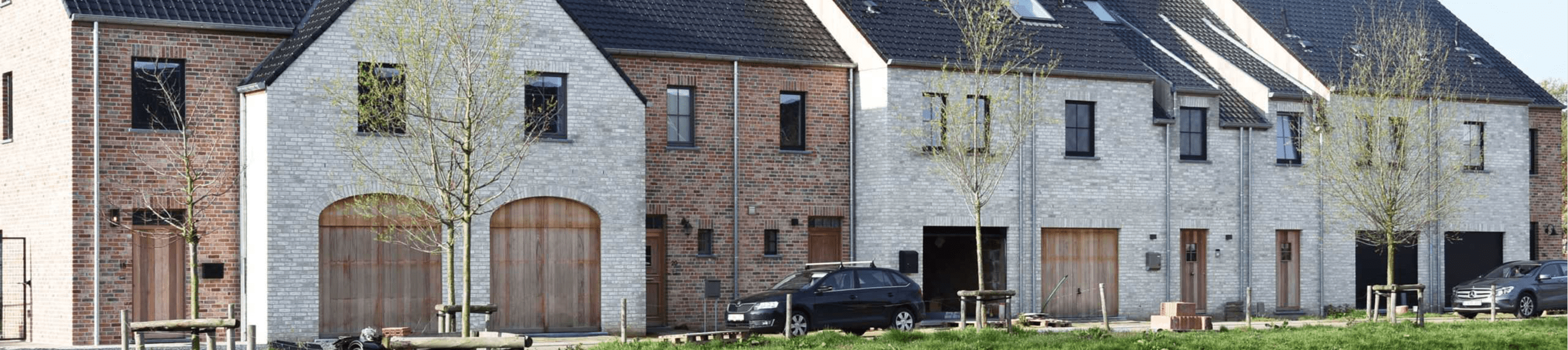 Group of town houses with multi colour brick